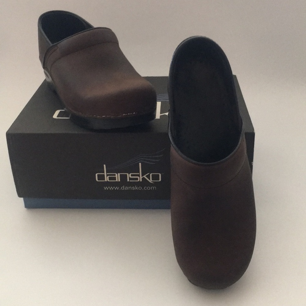 Dansko Professional Oiled Brown Clogs, Size 38